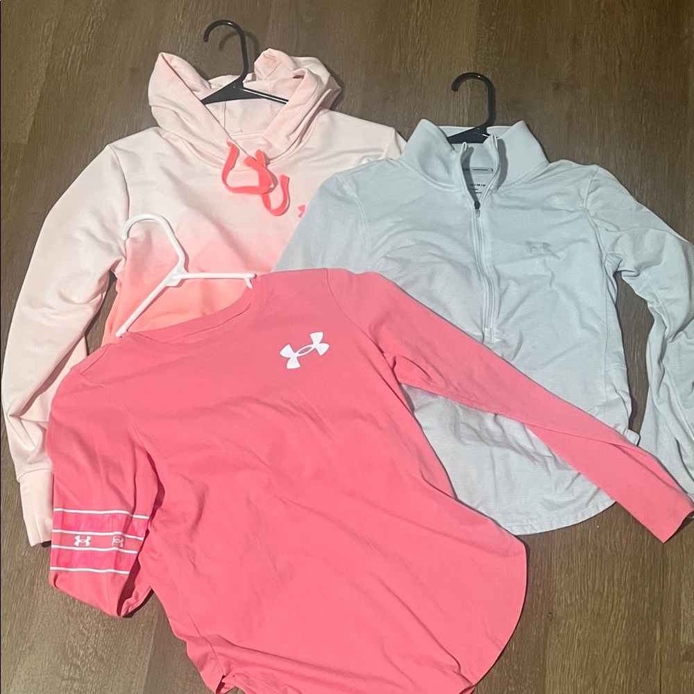 Under Armour Women's Pink and Gray Hoodie Trio